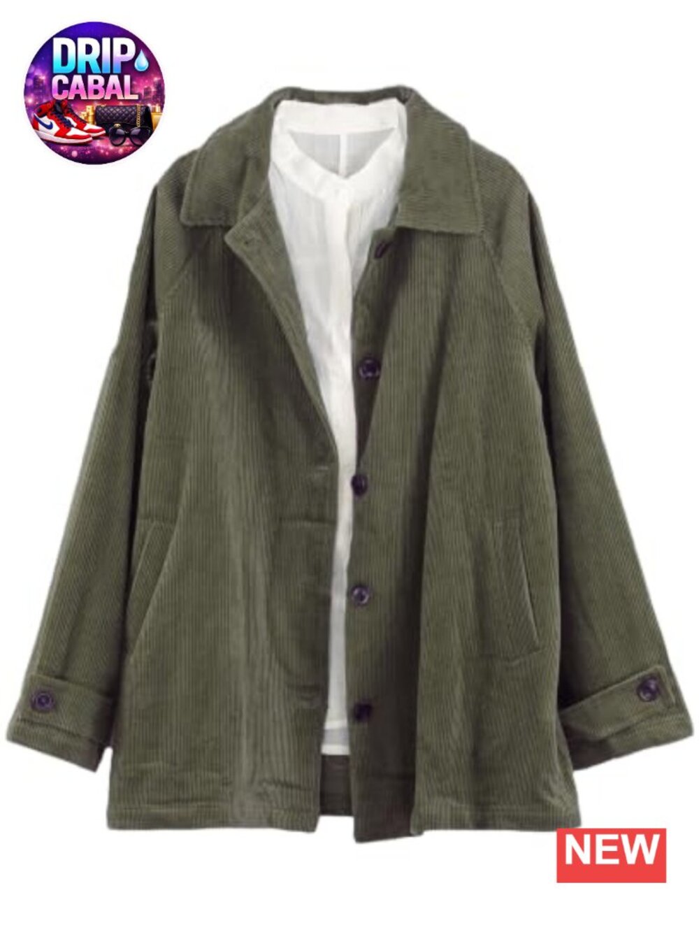 Corduroy Jacket Long Sleeve Button Down Coat with Pockets